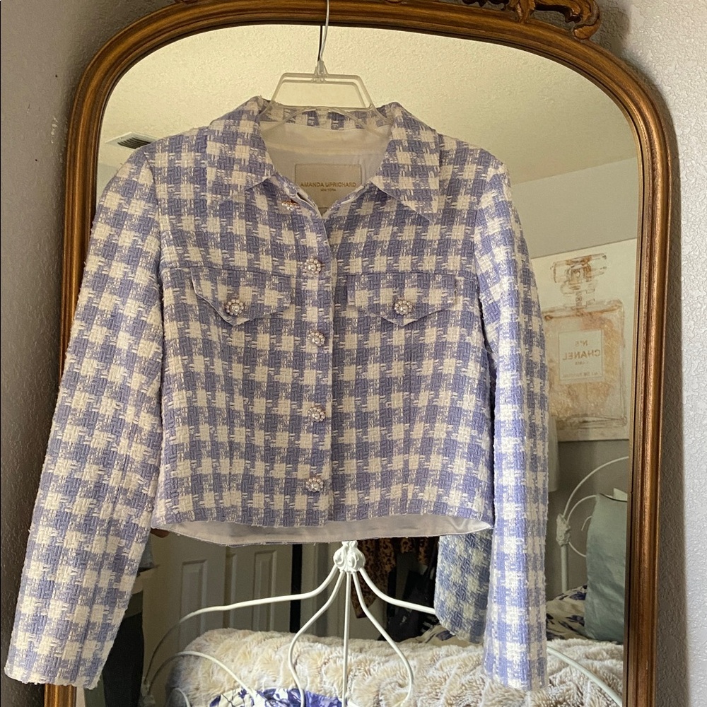 Amanda Uprichard Lavender and White Textured Jacket